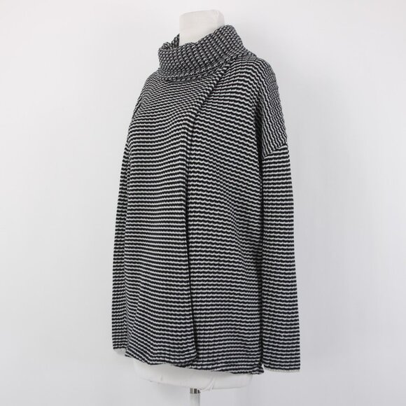 Cabi Sweater Sz S Black White Turtleneck Open Back Overlap 100% Cotton Sweater - Picture 3 of 16